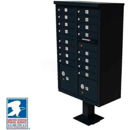 FLORENCE MFG CO Vital Cluster Box Unit, 16 Mailboxes, 2 Parcel Lockers, Black 1570-16BKAF